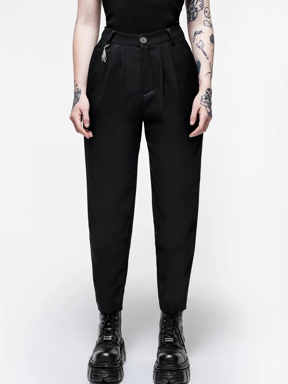 Disturbia Malverde High Waist Tapered Trousers - Black UK 20/ US 16 - Picture 4 of 9